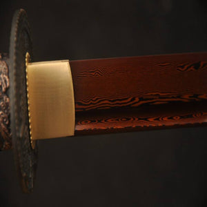 Handmade Japanese Samurai Sword Katana Folded Steel Red Dragon